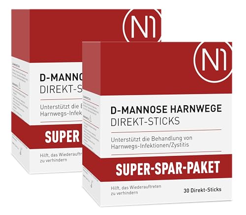 N1 D-Mannose Direkt-Sticks 60 St. - SUPER-SPAR-PAKET - bei Blasenentzündung & Harnwegsinfektion - 60 Tage - OHNE Antibiotika - OHNE Wasser einnehmbar - leckerer Geschmack