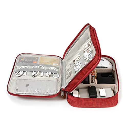 Aufbewahrungstasche Kabel-Organizer-Tasche Reise-elektronisches Zubehör Tragetasche for Digitalkamera, USB, Ladegerät, Power Bank Aufbewahrungstasche Box Bett Aufbewahrungstasche (Size : Red)