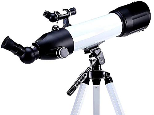 Astronomisches Teleskop, Teleskope für Kinderanfänger, 80-mm-Astronomie-Refraktor-Teleskop für Erwachsene, mit verstellbarem Stativ, Okular K25/K9 mm (weiß)
