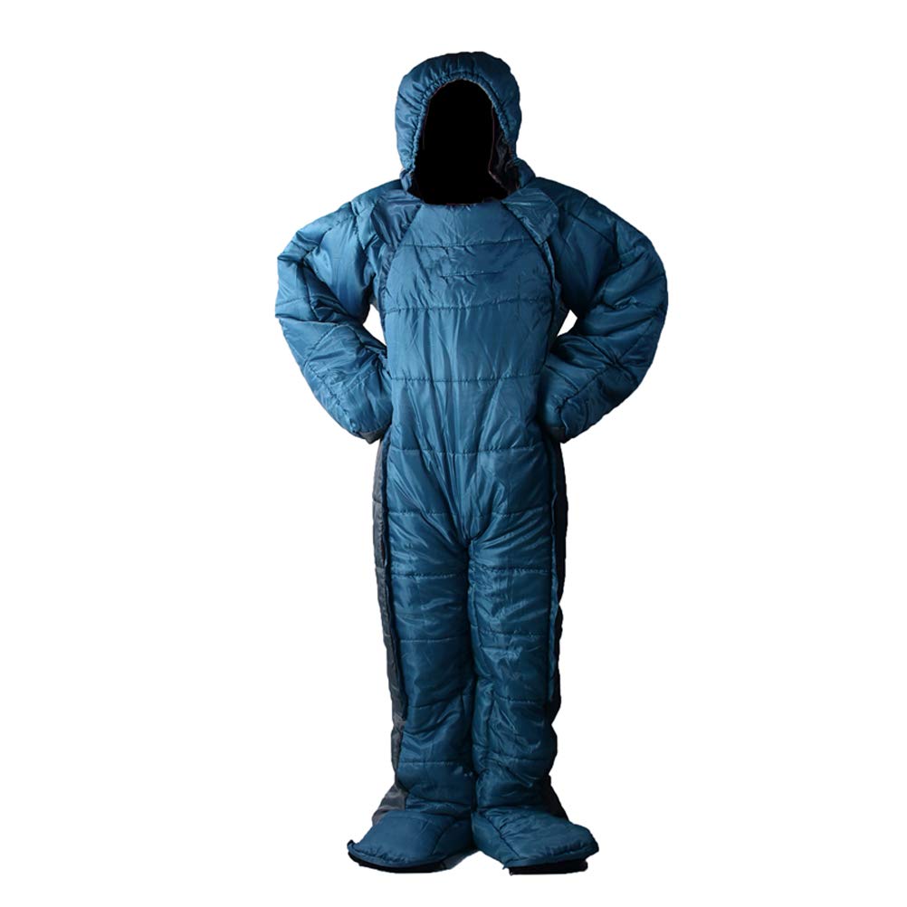 WING Erwachsener tragbarer Schlafsack-Anzug für das Kampieren, stehend 3 Jahreszeit-Ganzkörper-Schlafenabnutzung für das Wandern im Freien, menschliches geformtes, Reißverschluss-Design,XL