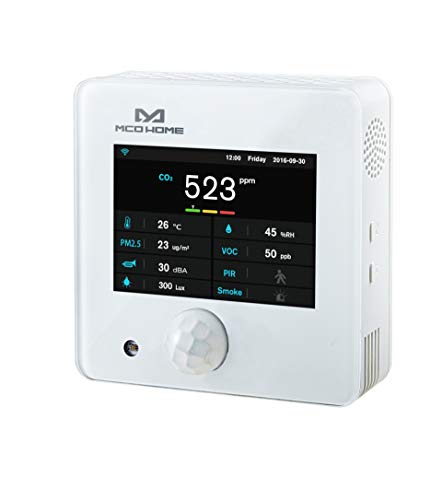 MCO Home A8-9 Multi Sensor/Z-Wave Plus Temperature Sensor, Humidity, PM2.5, CO2, COV, PIR, Lighting, Noise, Smoke, White