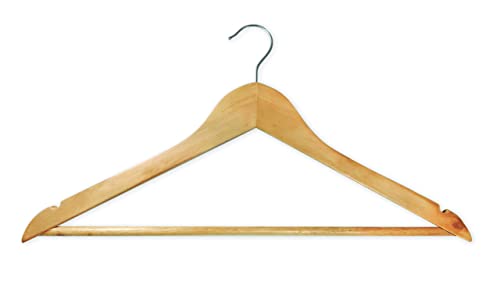 Jocca - Kleiderbügel aus Holz | Hosensteg und Einkerbungen verhindern das Verrutschen der Kleidungsstücke | Chromhaken | 44x16x1,1cm (24)