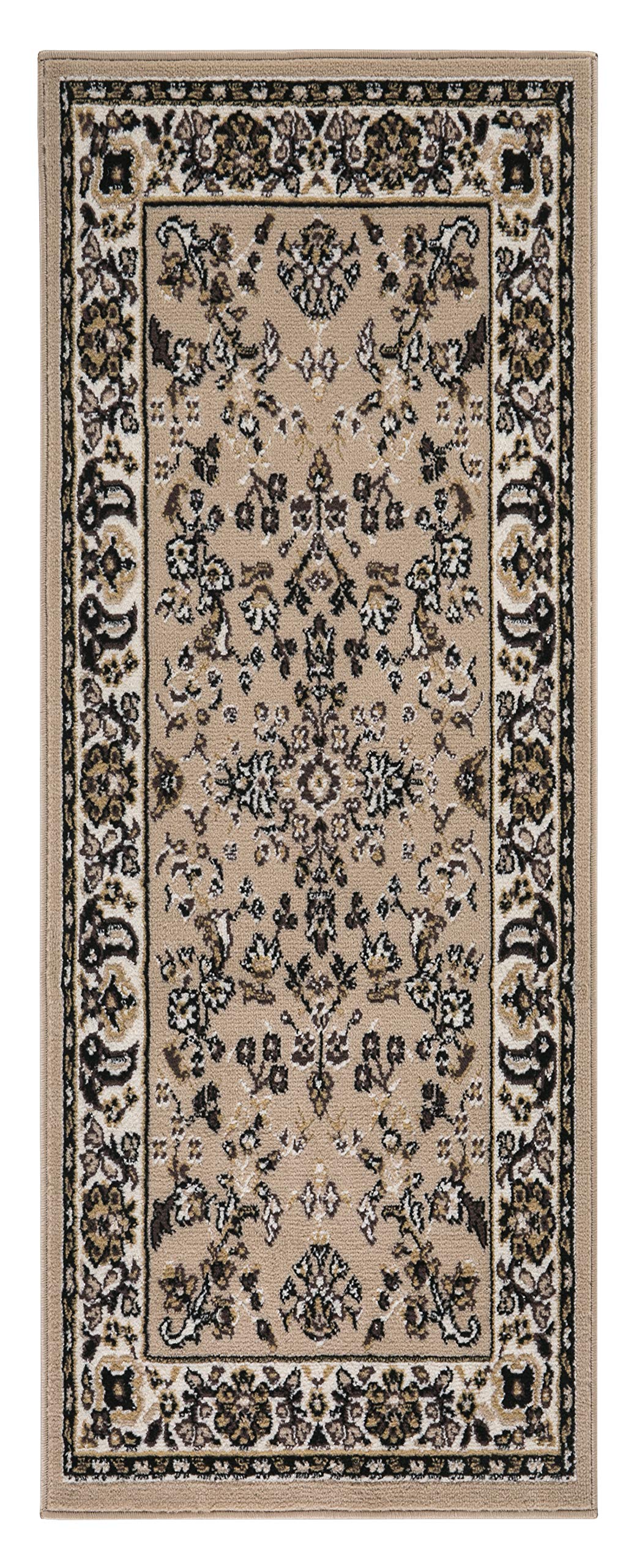 andiamo klassischer Orient Teppich Webteppich mit orientalischen Mustern und Ornamenten Beige 60 x 180 cm