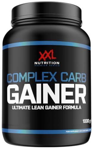 XXL Nutrition - Complex Carb Gainer - Mass Gainer, Komplexe Kohlenhydrate aus Reis- und Hafermehl, Eiweißquellen, Vitamin- und Mineralstoffkomplex, Mit MCT-Öl - 1000 Gramm - Erdbeere