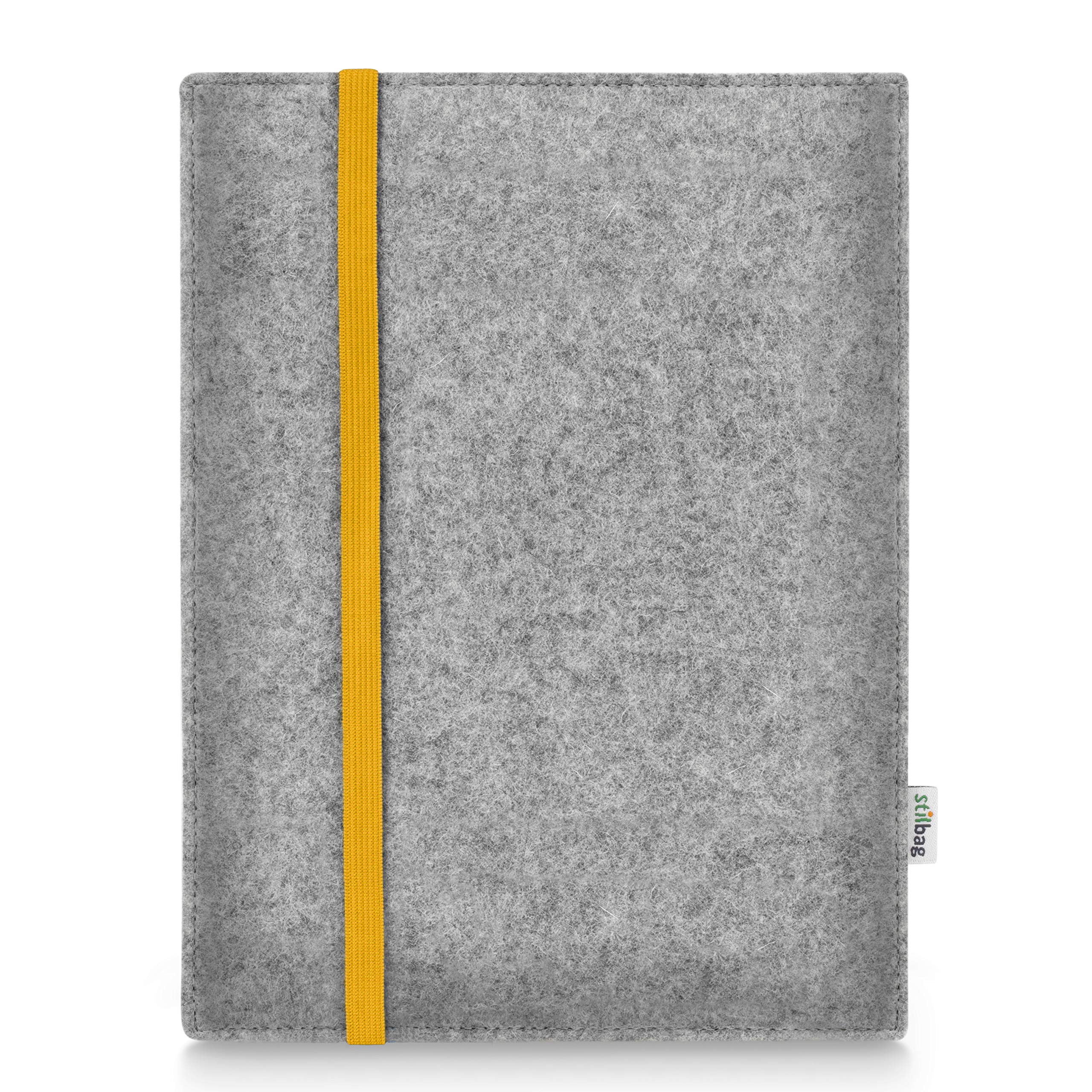 Stilbag Hülle für Huawei MediaPad M5 Lite 8 | Etui Case aus Merino Wollfilz | Modell Leon in hellgrau/gelb | Tablet Schutz-Hülle Made in Germany