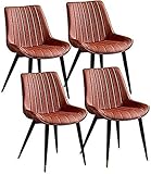 YXCUIDP Küche Esszimmer Möbel Stühle Küche Vintage Küche Esszimmerstühle Set von 4 PU-Leder dicker Sitz und Rückenlehne Metallbeine Wohnzimmerstühle für Restaurant Hotel (Farbe: Orange)