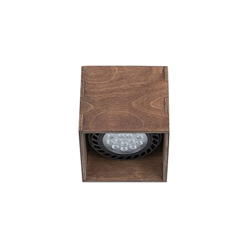 Licht-Erlebnisse Quadratischer Deckenspot Holz B:12,5cm klein kompakt GU10 Deckenleuchte Spot Flur Wohnzimmer