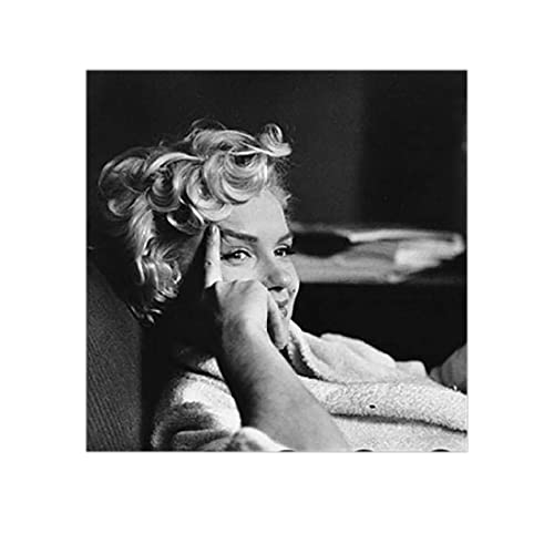 Marilyn Monroe Schwarz und Weiß Vintage Leinwand Kunst Berühmte Filmstars Poster Wohnzimmer Home Marilyn Monroe Wandbild Dekoration Ungerahmt,30x30cm