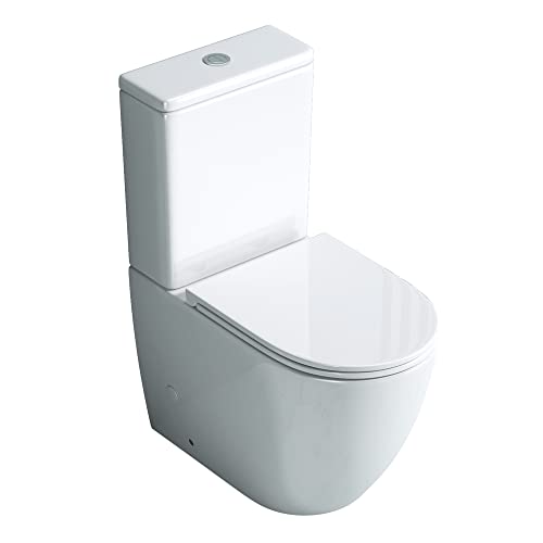 doporro Stand-WC mit Spülkasten komplett S179T neu inkl. Softclose Absenkautomatik 36x63x82cm Toilette weiß spülrandlos