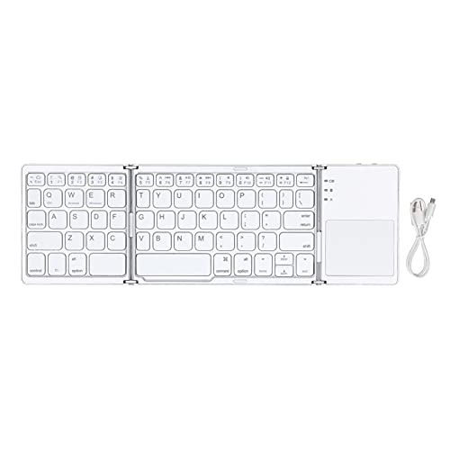 -Tastatur, Akku nur für Zwei Stunden Faltbares Design Falttastatur für IOS/Windows/Android-Betriebssysteme(Silber Weiss)