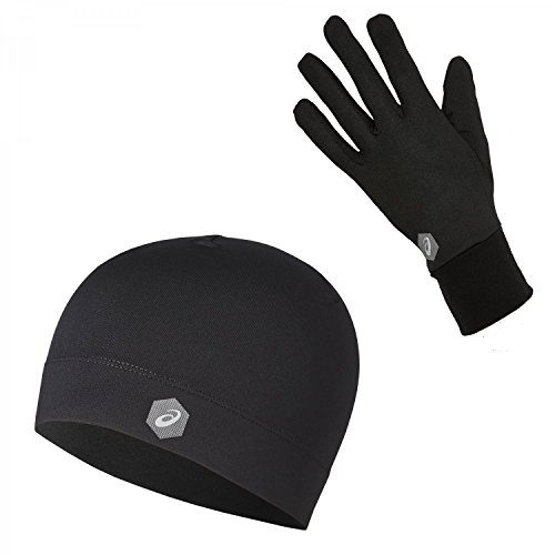 Asics 3013A035 Set mit Mütze und Handschuhen zum Laufen, Unisex, Erwachsene, Performance, schwarz, L
