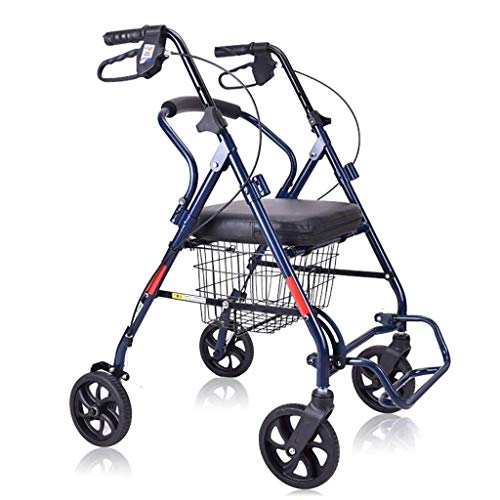 Walker, Elderly Walker/Traveller/Elderly Einkaufswagen Tragbare Handbremse mit Handbremse Zusammenklappbarer Rohrhocker Rollstuhl Größe: 63 * 61 cm