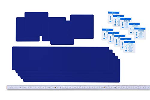 Flickly Selbstklebende Planenreparatur Tapes | 10 teilig | Easy Patch Comfort 100mm | Für Zelte, Planen UVM (ultramarineblau)