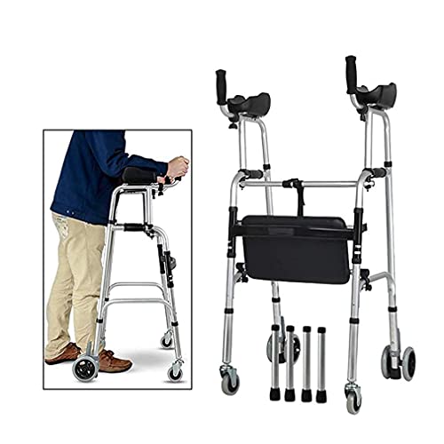 Zusammenklappbarer Rollator, Gehhilfen für ältere Menschen mit Armstütze, zusammenklappbare vertikale Gehhilfe, Bewegen des Scrollrads, sichere Doppelentriegelung von DurableAid