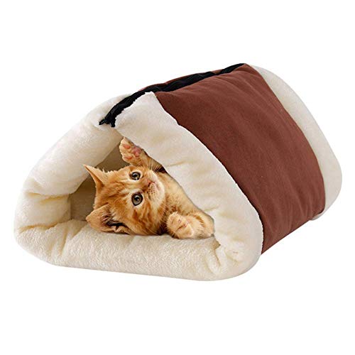 qiuqiu Katzenschlafsack Haustiermatte Faltbare Katzenmatte, 2 In 1 Warmes Haustierbett Weicher Tunnel Katzenzelthaus Haustierzubehör - Bequeme Aufbewahrung