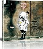 Banksy Bilder Leinwand-Mädchen mit blauem Vogel-Straße Graffiti-Kunst-Leinwandbilder sind Druck auf Leinwand-Wand-Kunstdruck-Wohnzimmer-Wand-Dekor 30x30cm/12x12inch