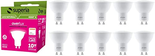 Superia LED-Lampe GU10 Breit 10 W, (Äquivalent 90W), natürliches Licht 4000K, 1000 lumen, WE10N, 10er-Pack