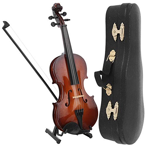 Jadpes Miniatur-Violine aus Holz, 20 cm, Musikinstrument, handgefertigt, Violine, Dekoration, Musikinstrument, Modell mit Geschenkbox