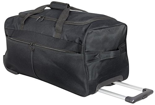 Trendyshop365 Leichte XL Reisetasche mit 2 Rollen für Damen und Herren - 70 Zentimeter 80 Liter Trolley-Funktion schwarz