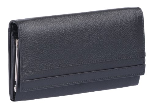 Damenknipsbörse BASIC in Echt-Leder, schwarz, 17x10cm