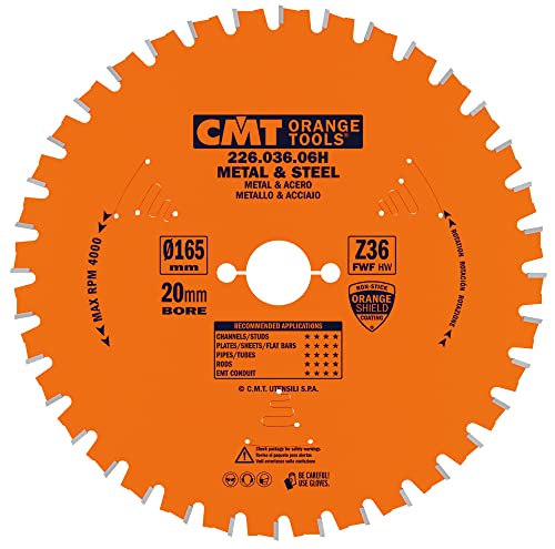 CMT Orange Tools 226.036.06h - Kreissägeblatt für Metalle 165 x 1.5 x 20 Z 36 FWF 5 Grad