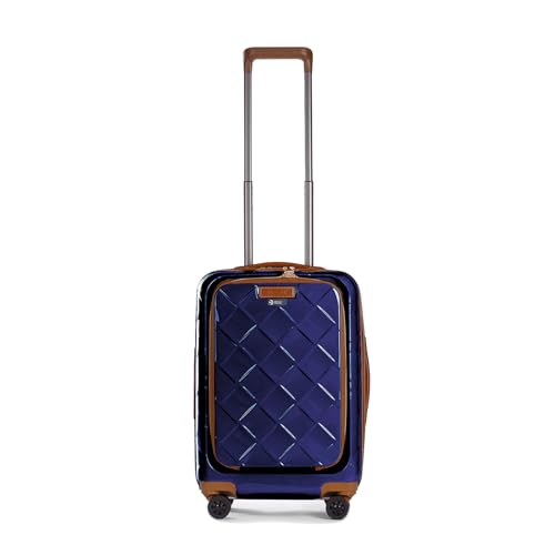 Stratic Leather and More - 4-Rollen-Trolley Fronttasche mit Laptopfach 15" 55 cm S Blue