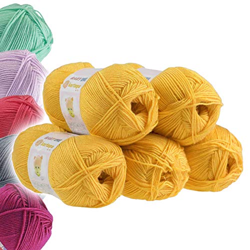 5 x 100g Strickgarn Kartopu BABY ONE Antipilling Babywolle Babygarn, Farbwahl, Farbe:K1321 sonnengelb