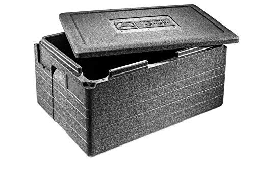 EPP-Thermobox GN 1/1 Gastrostar schwarz, 50 L, mit Deckel und 5-farbigem Einsteckkartenset