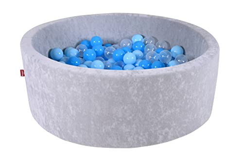 knorr toys® Bällebad soft - Grey - 300 balls soft blue/blue/transparent grau