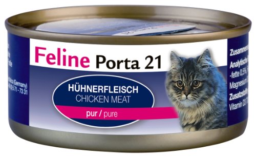 Feline Porta Katzenfutter Feline Porta 21 Huhn pur 156 g, 6er Pack (6 x 156 g)