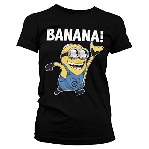 MINIONS Offizielles Lizenzprodukt Banana! Damen T-Shirt (Schwarz), XL