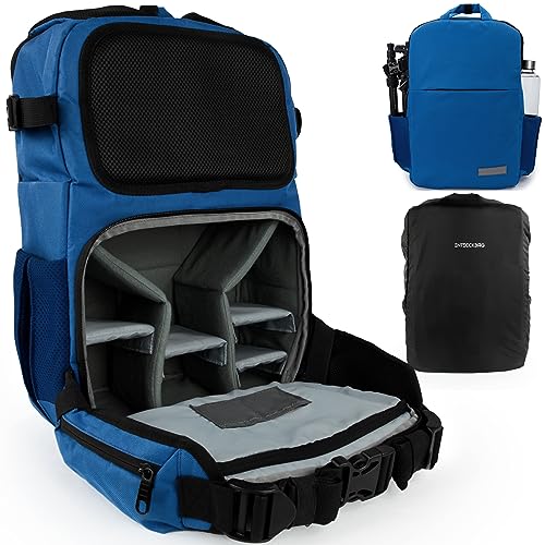 ENTDECKBAG Kamerarucksack Diebstahlsicher [mit Hüftgurt] Stauraum 14” Laptopfach Fotorucksack für Spiegelreflexkamera Kamera Rucksack Herren Damen (Blau)