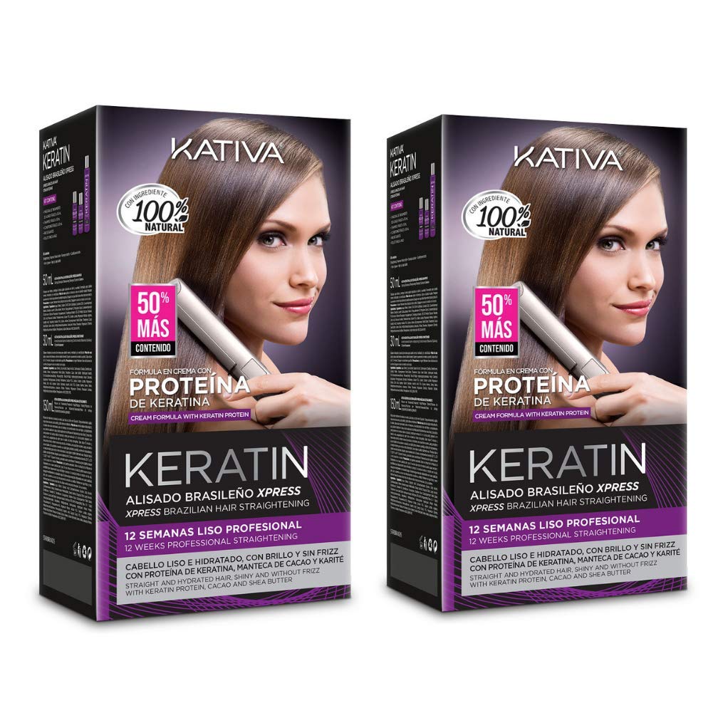 Kativa Keratin Glättung Brasilianisches Xpress Keratin-Behandlung ohne Formelle – Pack 2