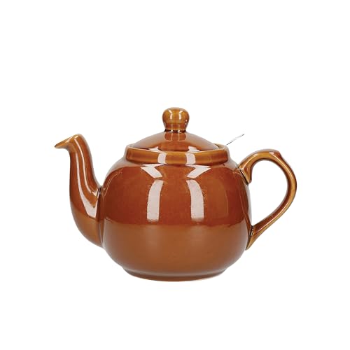 London Pottery Teekanne mit Filter, für 2 Tassen, Grün, Keramik, Rockingham Brown, 4 Cup