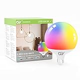 GY-Smartbirne E27,18W G125 W-Lan Lampe,Intelligente LED-Hausbirne,1900 Lumen,3000K-6500K Weiß und RGB,Steuerungs-App kompatibel mit Alexa Echo / Google Home ,automatische Musikanpassung