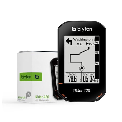 Bryton Rider 420 Kabelloser GPS-Fahrradcomputer zur Aufzeichnung von Strecken und Daten, mit Straßennamennavigation und Unterstützung mehrerer Sprachen