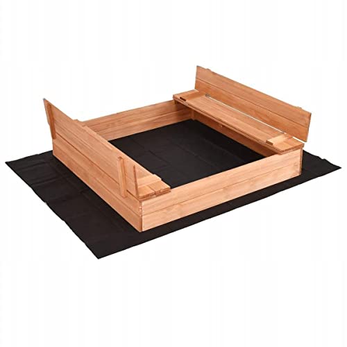 Sandkiste mit Sitzbänken Sandkasten mit Deckel aus Holz 120x120 Imprägniert oder Naturell Sandbox Spielzeug Spielzeug Garten (120x120 imprägniert)
