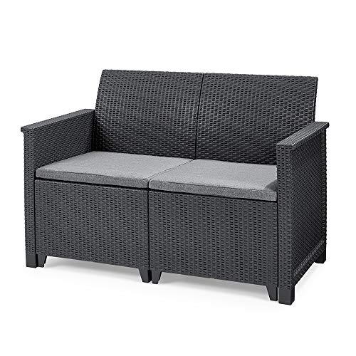 Koll Living Garden Lounge Sofa, 2-Sitzer - stilvolles Sofa in Rattan Optik - inklusive Sitzkissen - ergonomische Rückenlehne für maximalen Sitzkomfort
