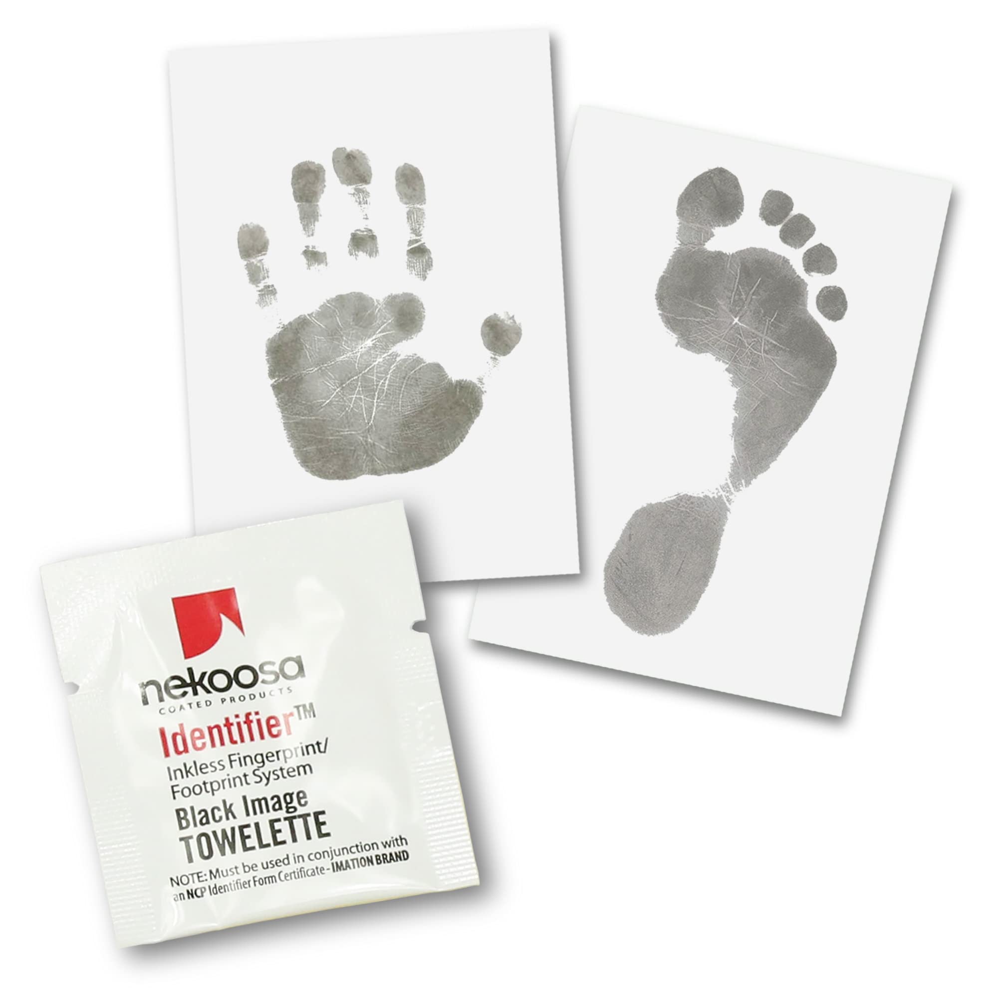 3 Magic Footprint Spezial Sets für Fußabdruck und Handabdruck von Neugeborenen, Babys und Kleinkindern bis hin zu Erwachsenen (3 x Wischtücher / 17 x Spezialpapier)