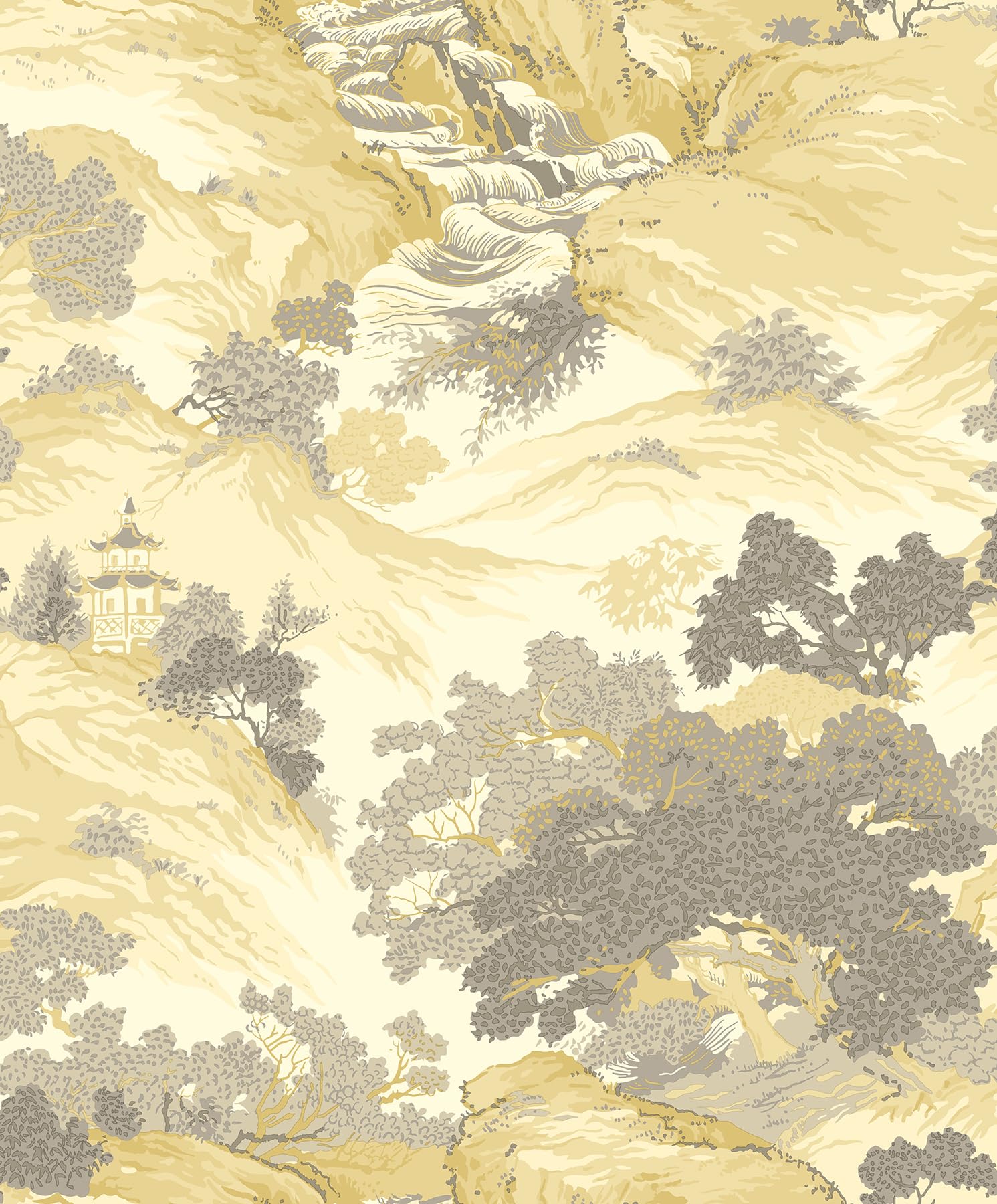 Crown Wallcoverings Orientalische Landschaft-Tapete gelb M1192 Vollrolle