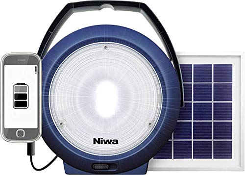 NIWA - MULTI 300 XL - 300 Lumen Solar Lampe mit Handyladefunktion, 3000mAh LFP Batterie, 3W Solar Panel, Handyladung via 4x Handyadaptern