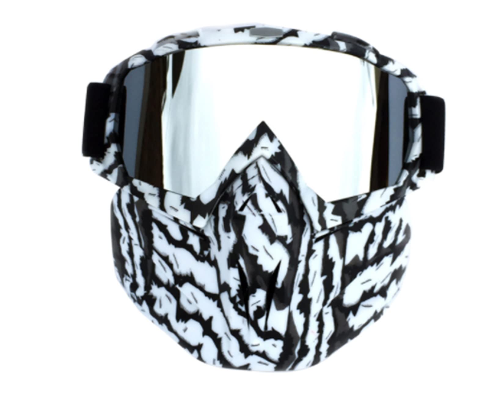 QINQIN Skibrille Motorradbrille Sportski Snowboard Schutz Gesichtsmaske mit abnehmbaren Brillen fit for Frauen Männer Jugend Erwachsene Jungen Mädchen (Color : Zebra Silver)