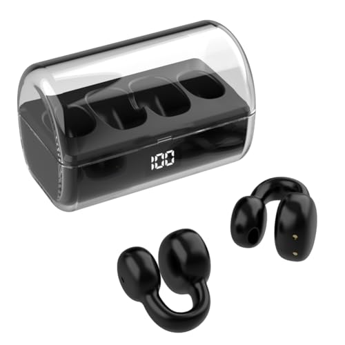 Lapyyne Kabellose Kopfhörer Ohrclip LED Digitalanzeige Bluetooth Kopfhörer funktioniert auf Smartphones Musik Headset Schwarz