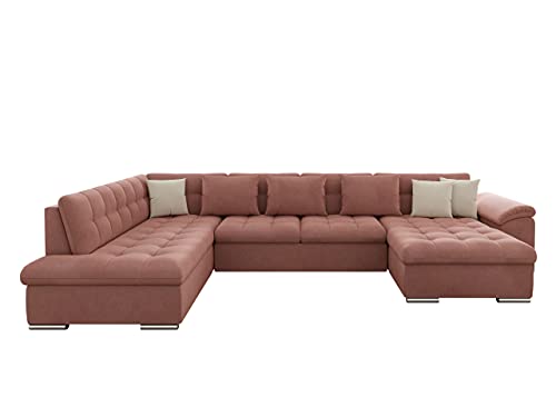 Mirjan24 Eckcouch Ecksofa Niko Bis, Design Sofa Couch mit Schlaffunktion und Bettkasten U-Sofa Farbauswahl Wohnlandschaft vom Hersteller (Ecksofa Rechts, Uttario Ve. 2955 + Uttario Ve. 2979)