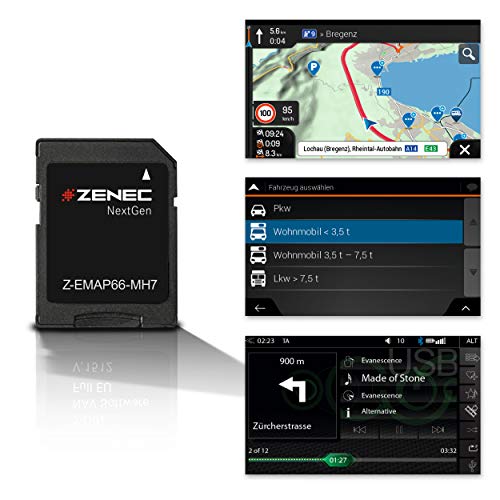 ZENEC Z-EMAP66-MH7: Micro SD-Karte mit Reisemobil Navigation für ZENEC Autoradios/Multimediasysteme Z-E3766 und Z-N966, 3-D Karten für Europa, Camping P.O.I. für Wohnmobile, TMC