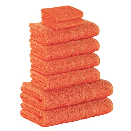 StickandShine 8 TLG. (2X Gästehandtuch / 4X Handtuch / 2X Duschtuch) in orange/Premium Frottee Set aus 100% Baumwolle mit 500g/m² 8er Pack