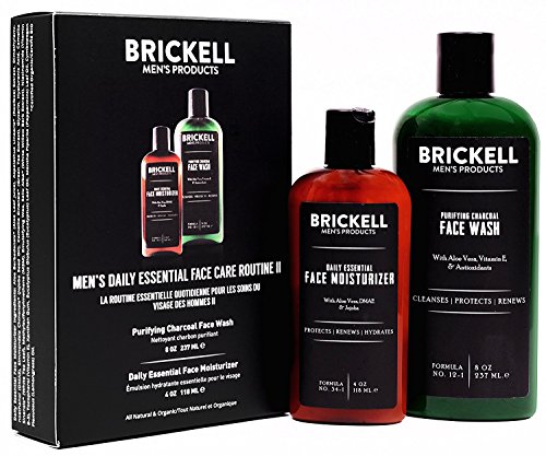 Brickell Men's Products täglich wesentliche gesichtspflege routine ii, purifying charcoal face wash und daily wesentliches gesicht moisturizer, natur- und bio, duftend