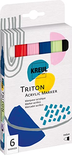 Kreul 17860 - Triton Acrylic Marker Edge Powerpack, 11 Acrylmalstifte, auf Wasserbasis, hohe Farbintensität, für Leinwand, Papier, Karton, Holz und vieles mehr