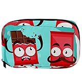 Kosmetiktasche mit lustigem Cartoon-Motiv, Schokoladengesichter, praktische Kulturbeutel, Reisetasche, Make-up-Tasche für Frauen und Mädchen