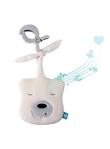 myHummy Baby Einschlafhilfe Geräusche Bär “mini“ ecru mit Klammer | Herzschlag und weißes Rauschen zur Beruhigung | Automatische Abschaltung | Sleep Aid White Noise Sound Bear for Babys